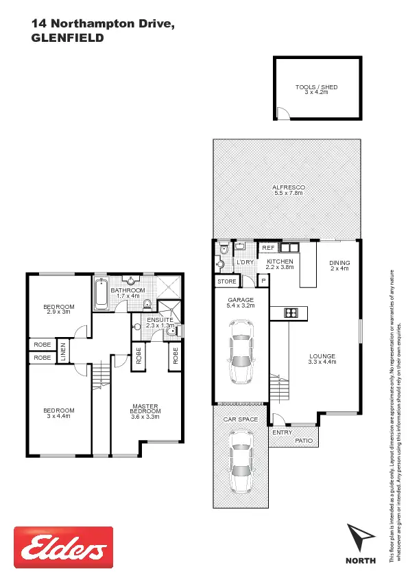 Floorplan of Homely semi-detached listing, 14 Northampton Drive, Glenfield NSW 2167