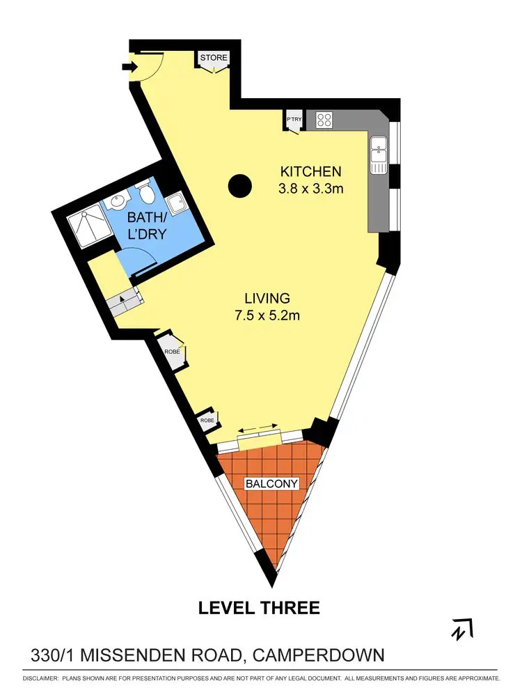 Floorplan of Homely studio listing, 330/1 Missenden Road, Camperdown NSW 2050