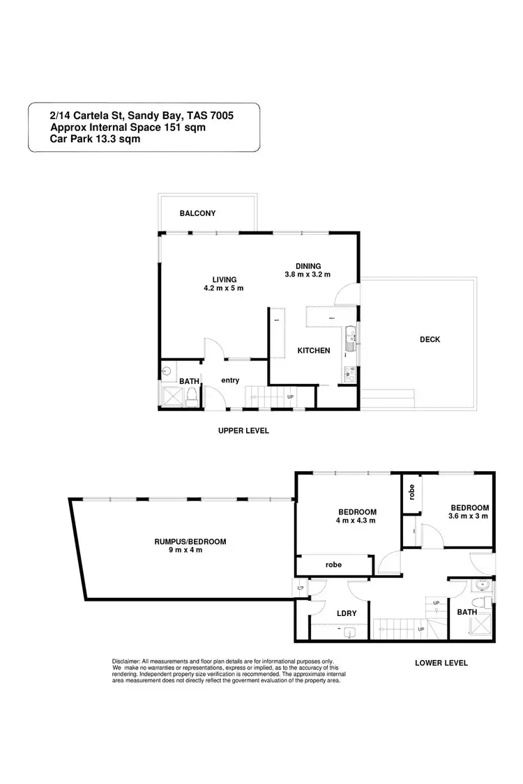 Floorplan of Homely townhouse listing, 2/14 Cartela Street, Sandy Bay TAS 7005