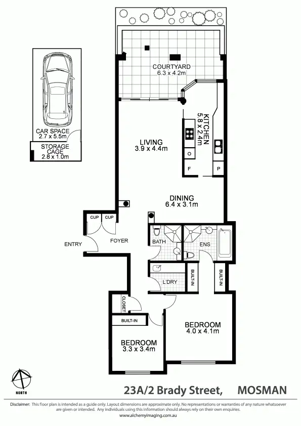 Floorplan of Homely apartment listing, 23A/2 Brady Street, Mosman NSW 2088