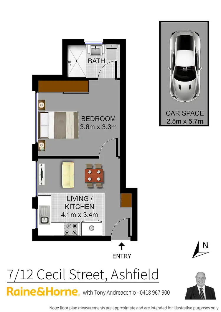 Floorplan of Homely unit listing, 7/12 Cecil Street, Ashfield NSW 2131