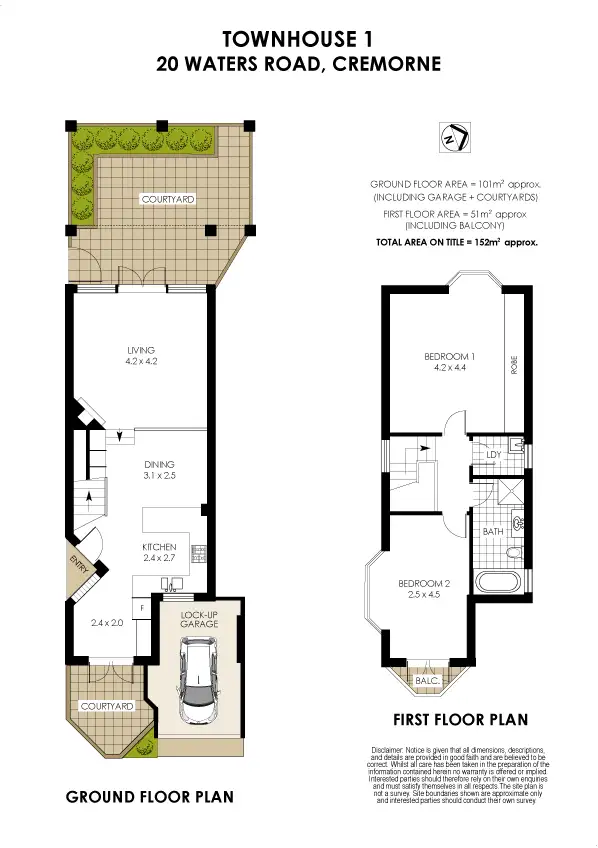 Floorplan of Homely townhouse listing, 1/20 Waters Road, Neutral Bay NSW 2089