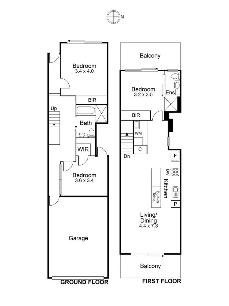Floorplan of Homely townhouse listing, 1/130 Union Road, Ascot Vale VIC 3032