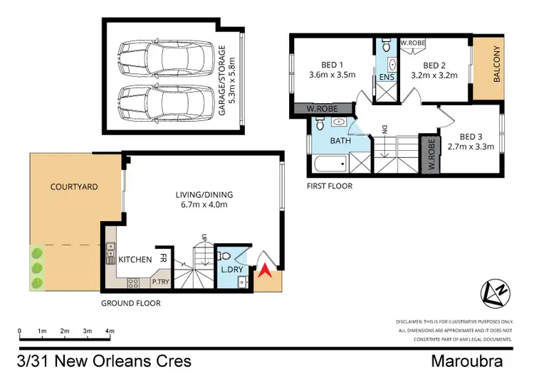 Floorplan of Homely townhouse listing, 3/31 New Orleans Crescent, Maroubra NSW 2035