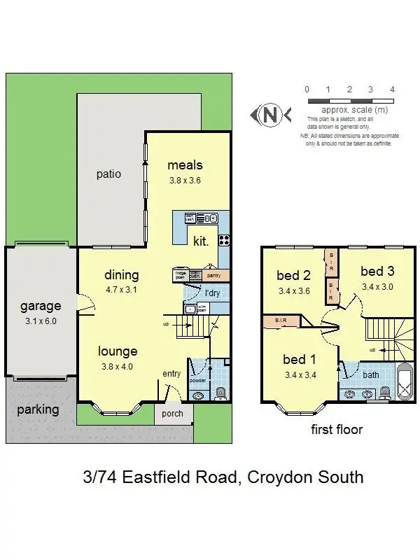 Floorplan of Homely townhouse listing, 3/74 Eastfield Road, Croydon South VIC 3136