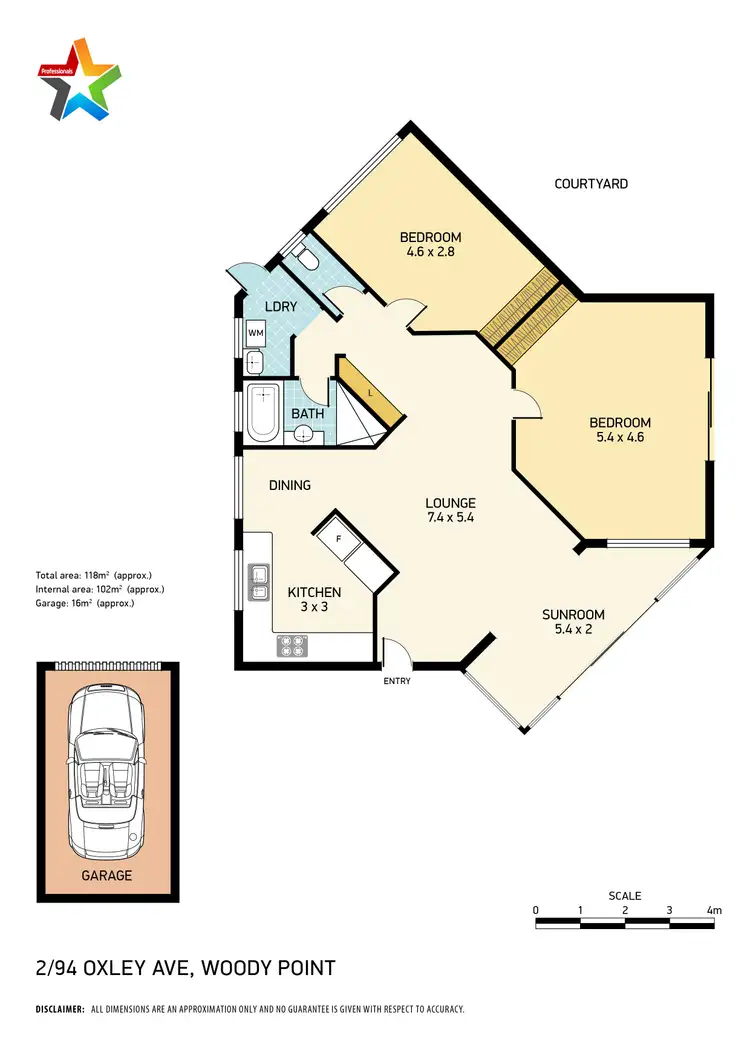 Floorplan of Homely unit listing, 2/94-96 Oxley Avenue, Woody Point QLD 4019