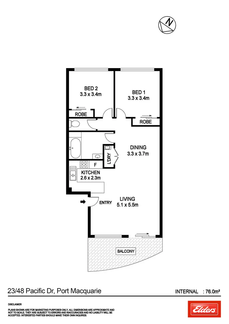 Floorplan of Homely unit listing, 23/48 Pacific Drive, Port Macquarie NSW 2444