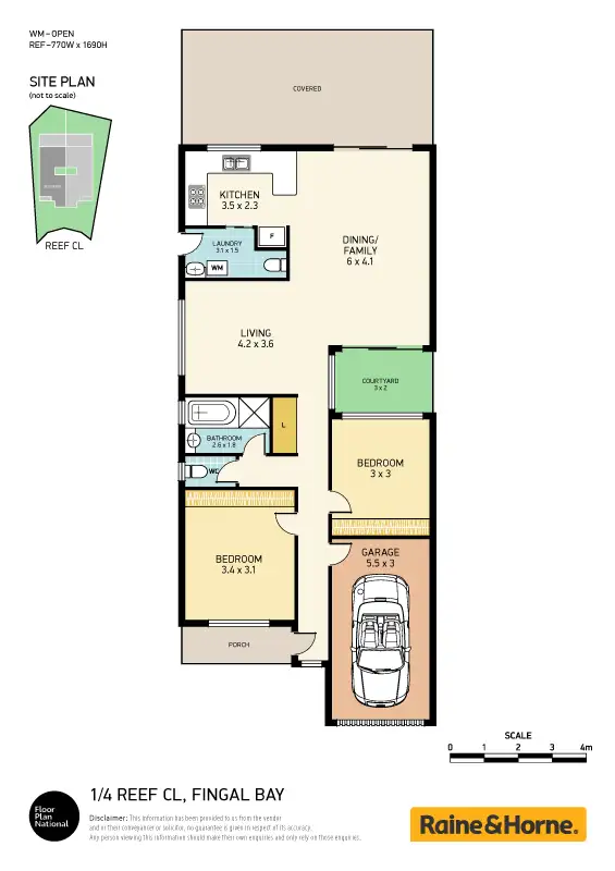 Floorplan of Homely semi-detached listing, 1/4 Reef Close, Fingal Bay NSW 2315