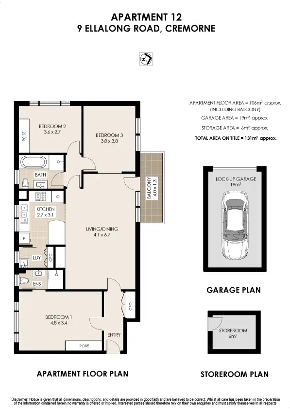 Floorplan of Homely apartment listing, 12/9 Ellalong Road, Cremorne NSW 2090