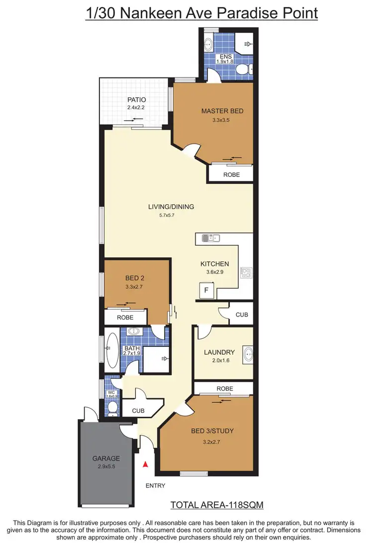 Floorplan of Homely semi-detached listing, 1/30 Nankeen Avenue, Paradise Point QLD 4216