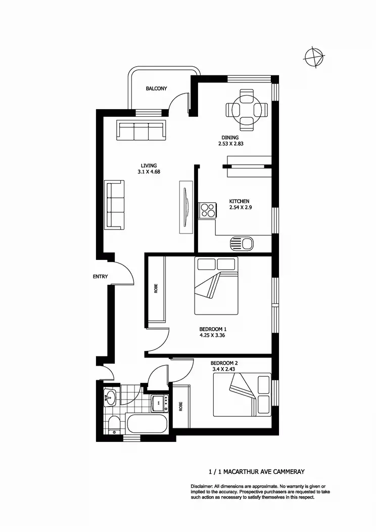 Floorplan of Homely apartment listing, 1/1 Macarthur Avenue, Crows Nest NSW 2065