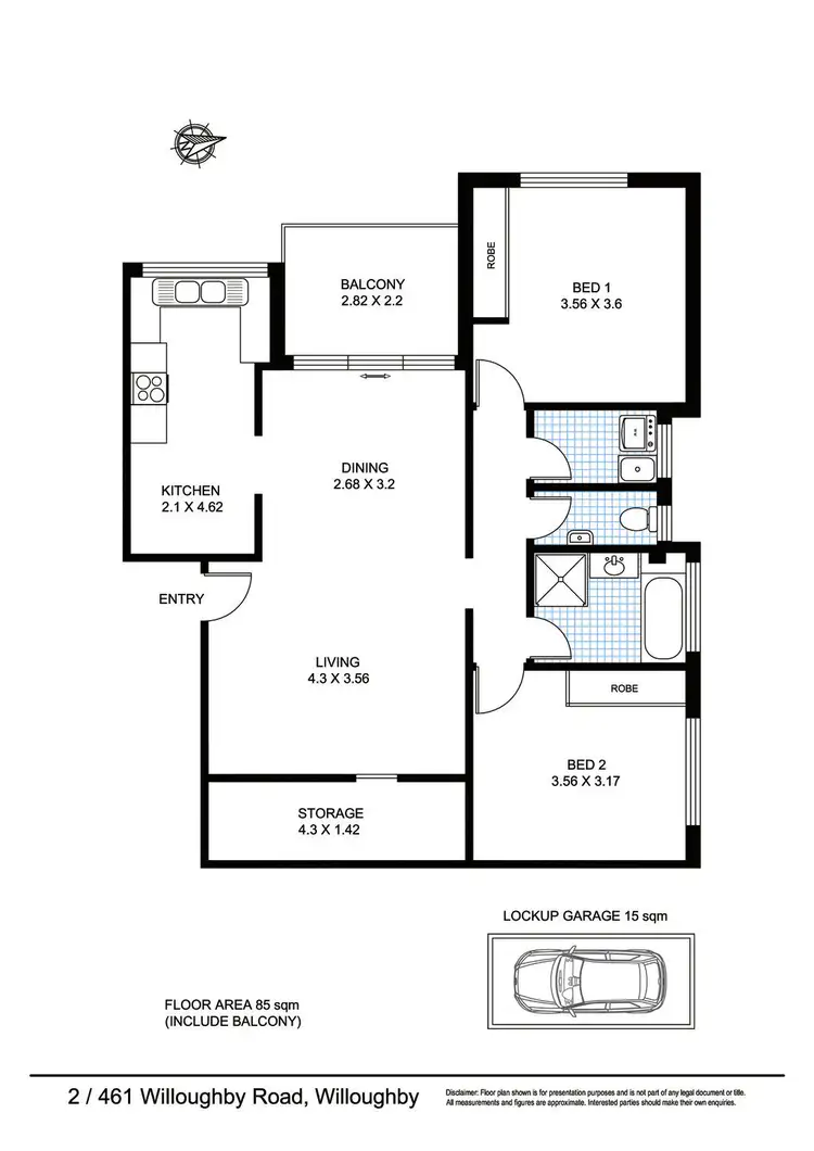 Floorplan of Homely unit listing, 2/461 WILLOUGHBY ROAD, Willoughby NSW 2068