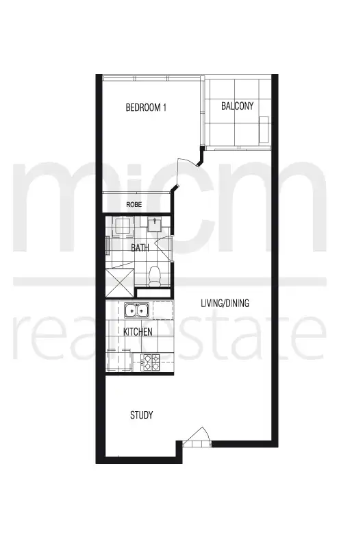 Floorplan of Homely apartment listing, 907/58 Jeffcott Street, Melbourne VIC 3000
