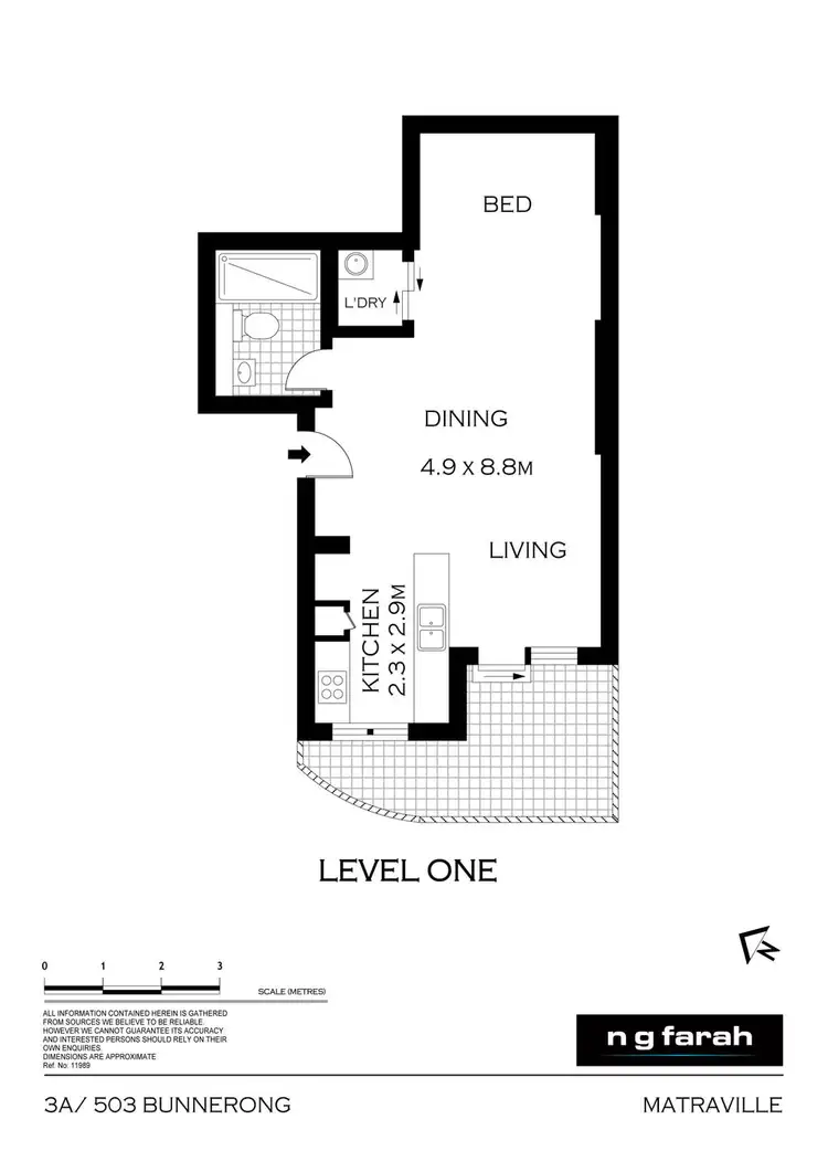 Floorplan of Homely studio listing, 3A/503 Bunnerong Road, Matraville NSW 2036