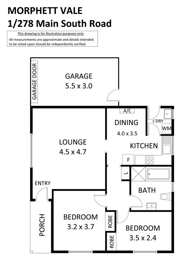 Floorplan of Homely unit listing, 1/278 Main South Road, Morphett Vale SA 5162