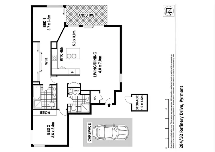 Floorplan of Homely apartment listing, 204/32 Refinery Drive, Pyrmont NSW 2009