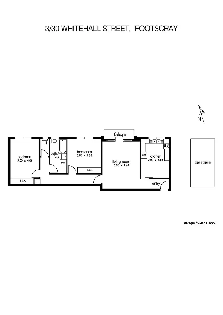 Floorplan of Homely apartment listing, 3/30 Whitehall Street, Footscray VIC 3011