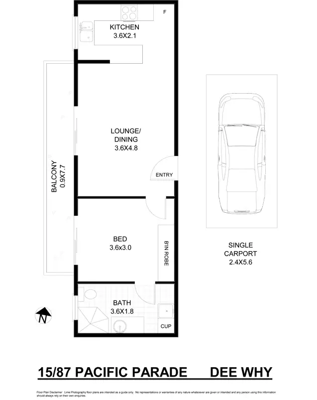 Floorplan of Homely unit listing, 15/87 Pacific Parade, Dee Why NSW 2099