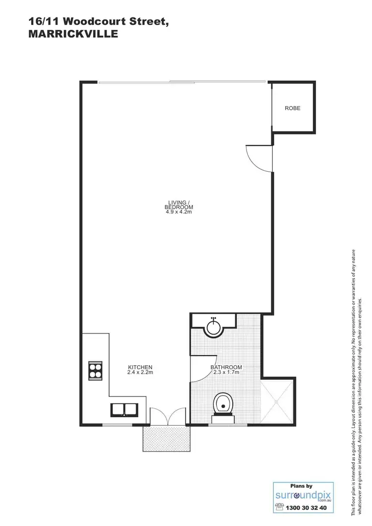 Floorplan of Homely unit listing, 16/11 Woodcourt Street, Marrickville NSW 2204