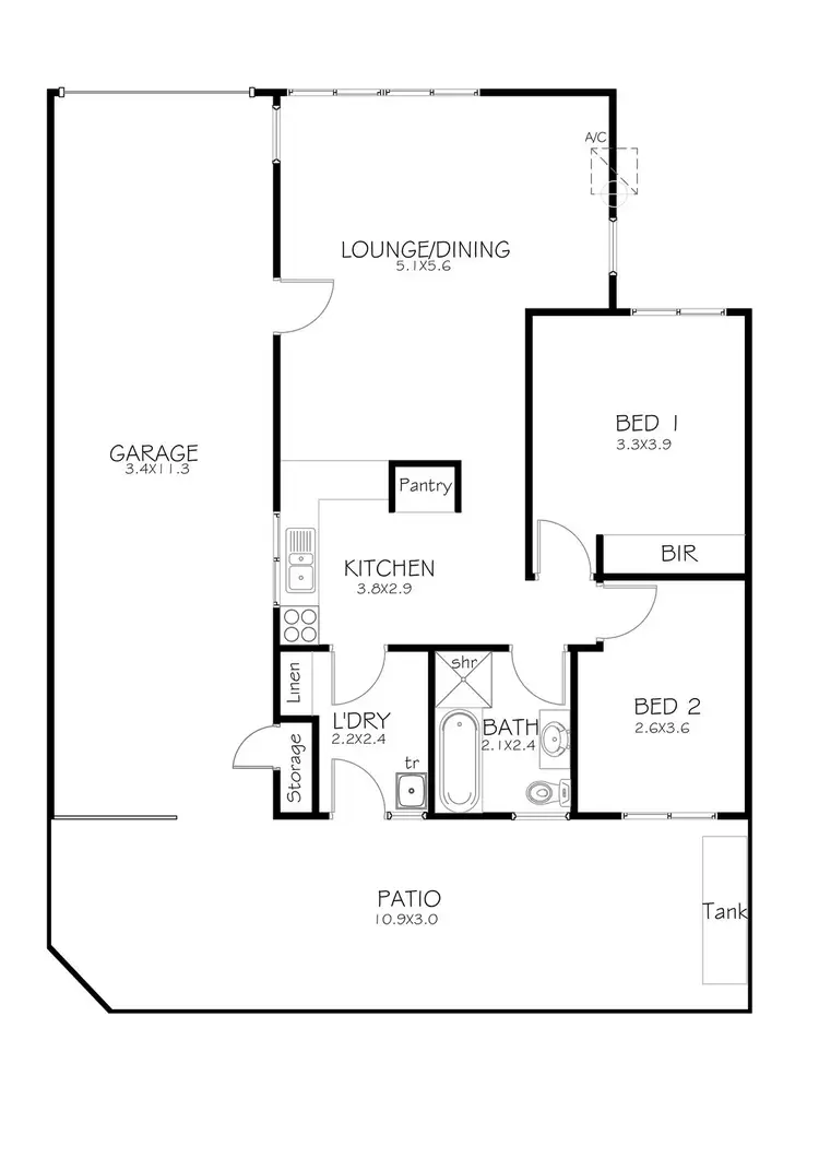 Floorplan of Homely retirement listing, 2/86 London Street, Port Lincoln SA 5606