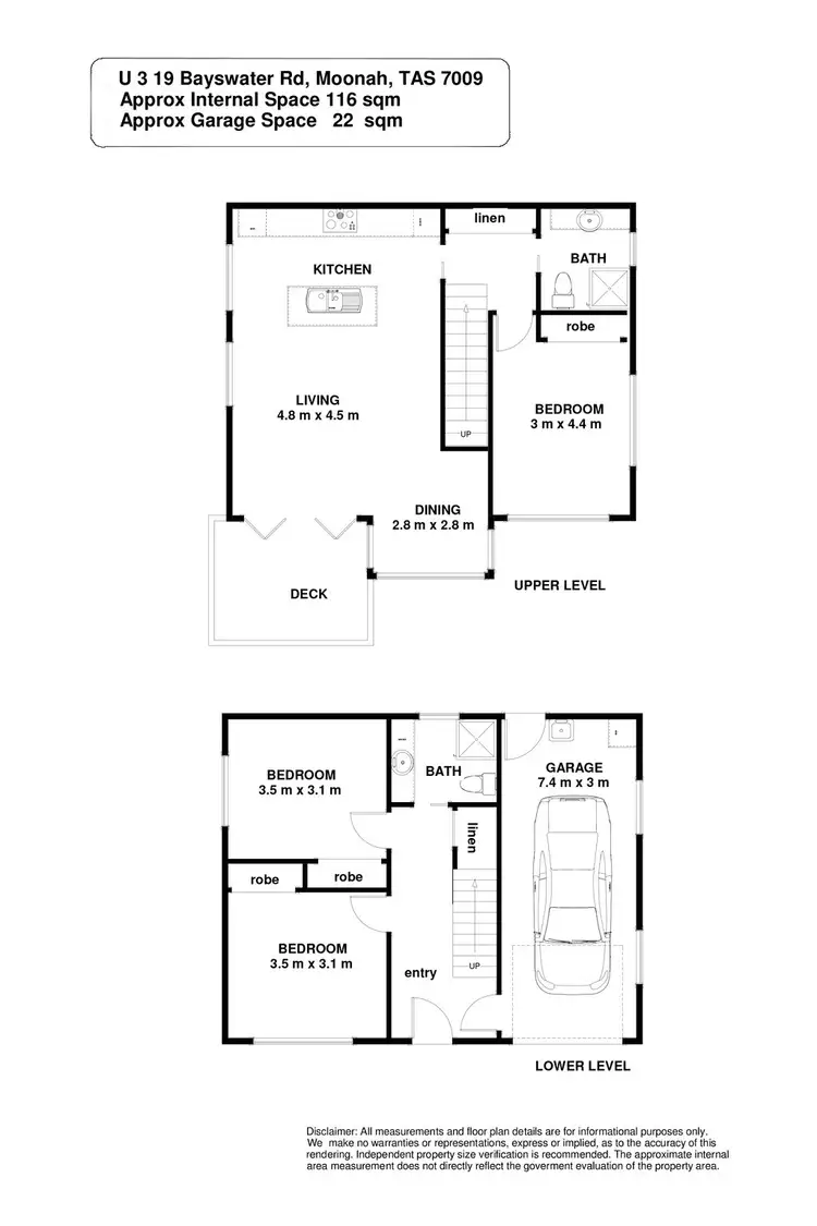 Floorplan of Homely townhouse listing, 3/19 Bayswater Road, Moonah TAS 7009