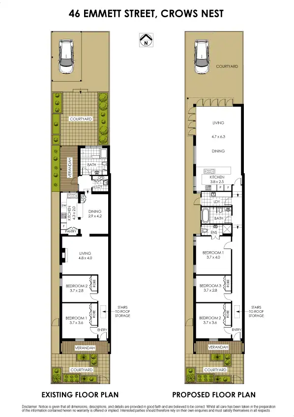 Floorplan of Homely semi-detached listing, 46 Emmett Street, Crows Nest NSW 2065