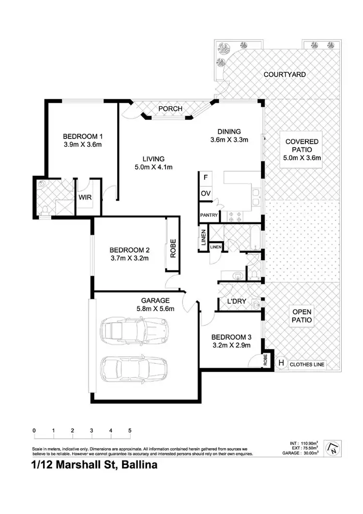 Floorplan of Homely unit listing, 1/12 Marshall Street, Ballina NSW 2478