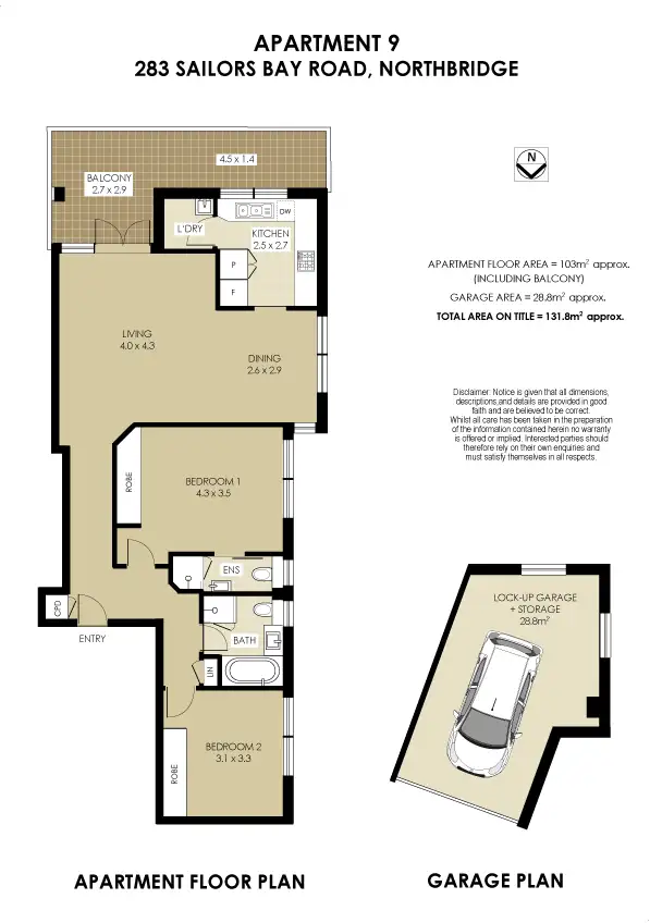 Floorplan of Homely apartment listing, 9/283 Sailors Bay Road, Northbridge NSW 2063