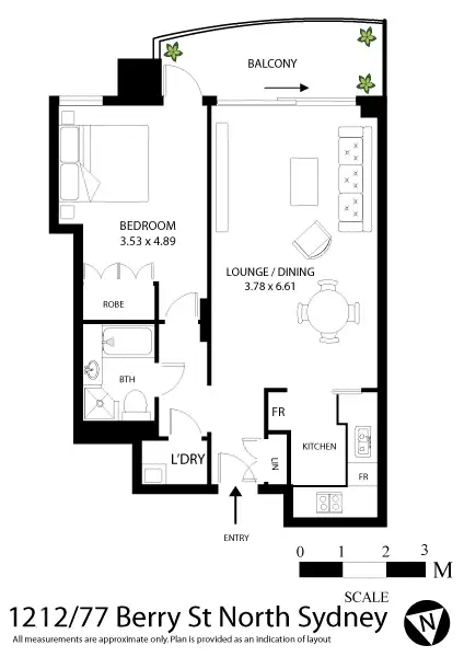 Floorplan of Homely apartment listing, 1212/77 Berry Street, North Sydney NSW 2060
