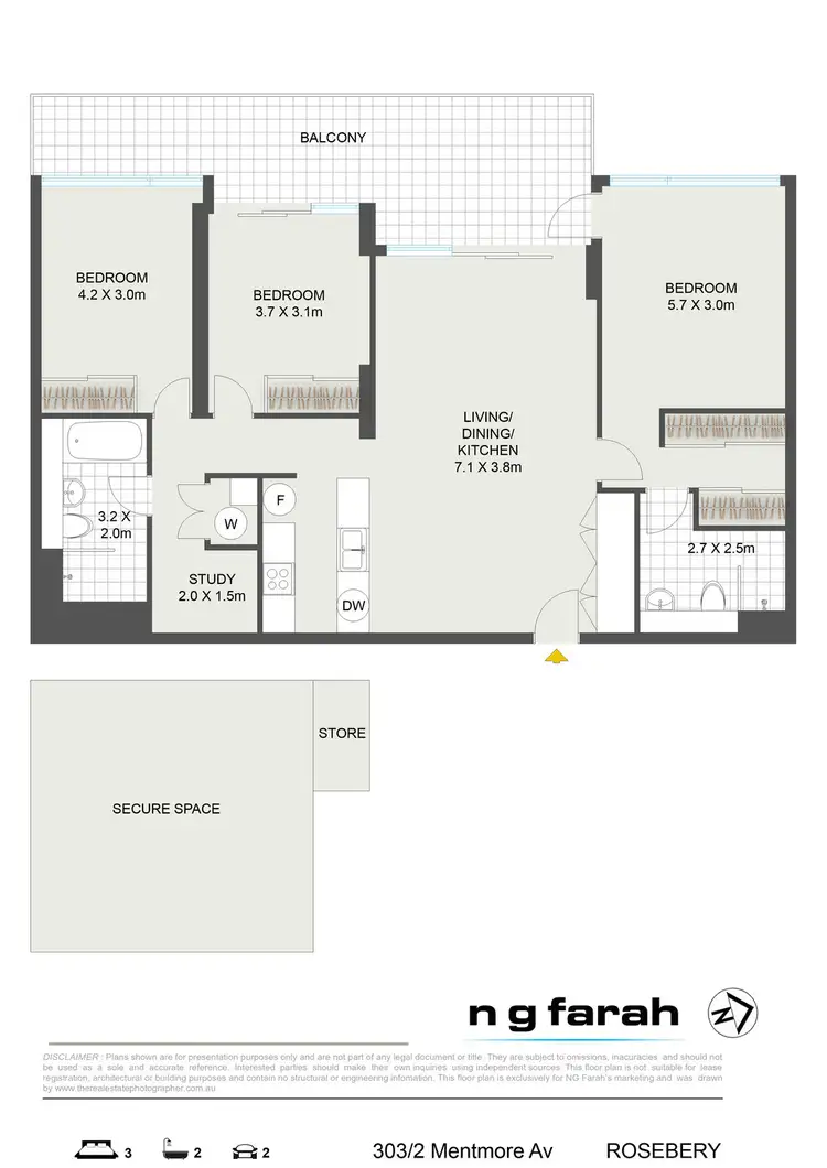 Floorplan of Homely apartment listing, 3.03/2-6 Mentmore Avenue, Rosebery NSW 2018