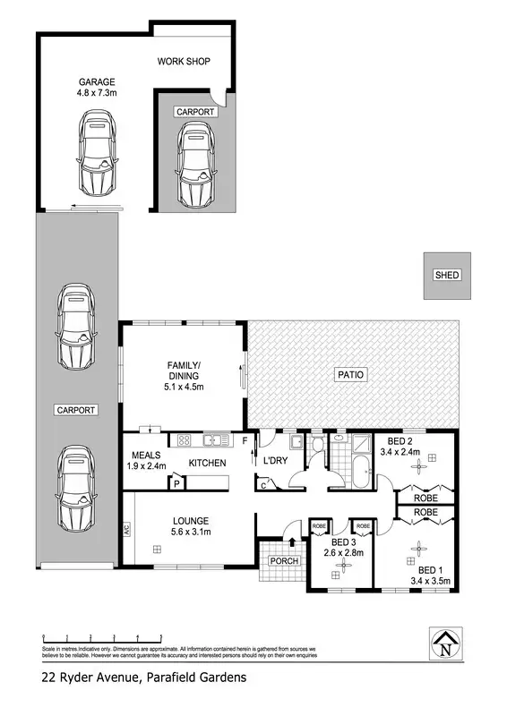 Floorplan of Homely house listing, 22 Ryder Avenue, Parafield Gardens SA 5107