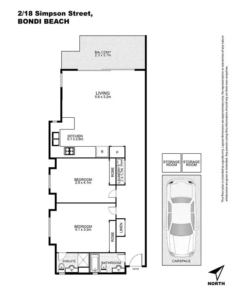 Floorplan of Homely apartment listing, 2/18 Simpson Street, Bondi Beach NSW 2026