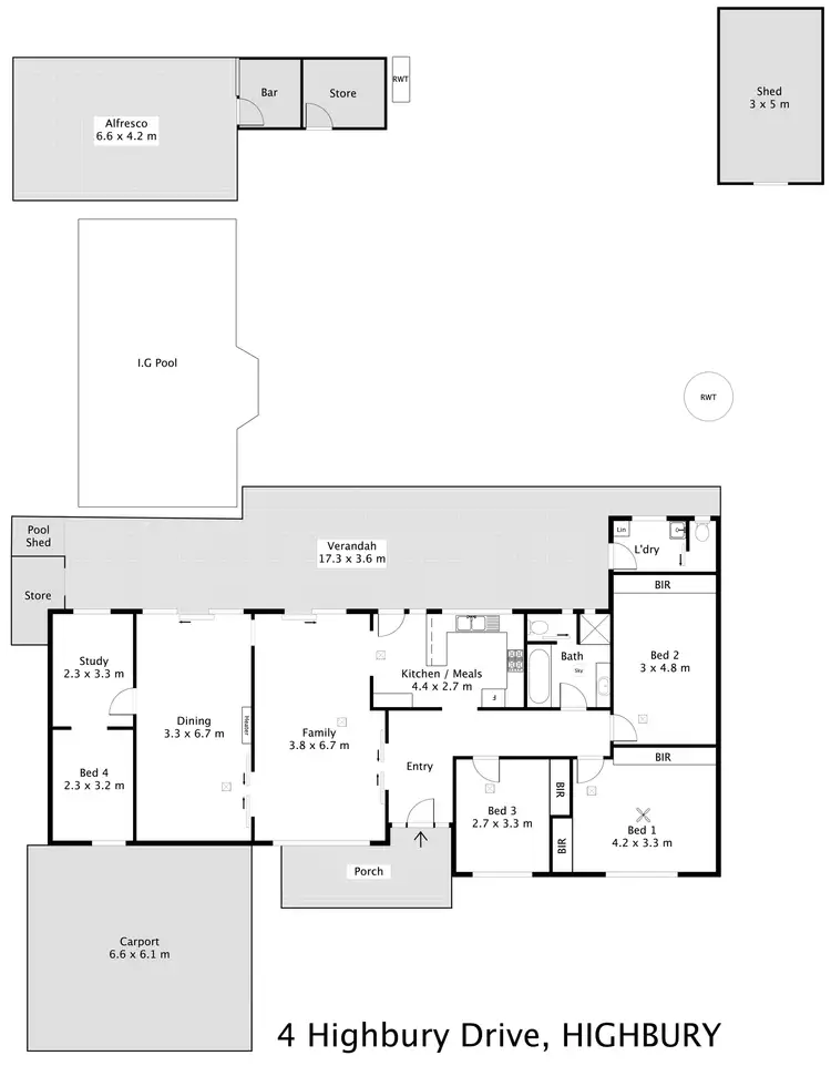 Floorplan of Homely house listing, 4 Highbury Drive, Highbury SA 5089