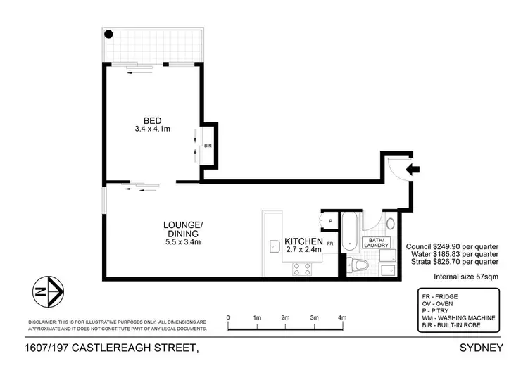 Floorplan of Homely apartment listing, 1607/197-199 Castlereagh Street, Sydney NSW 2000