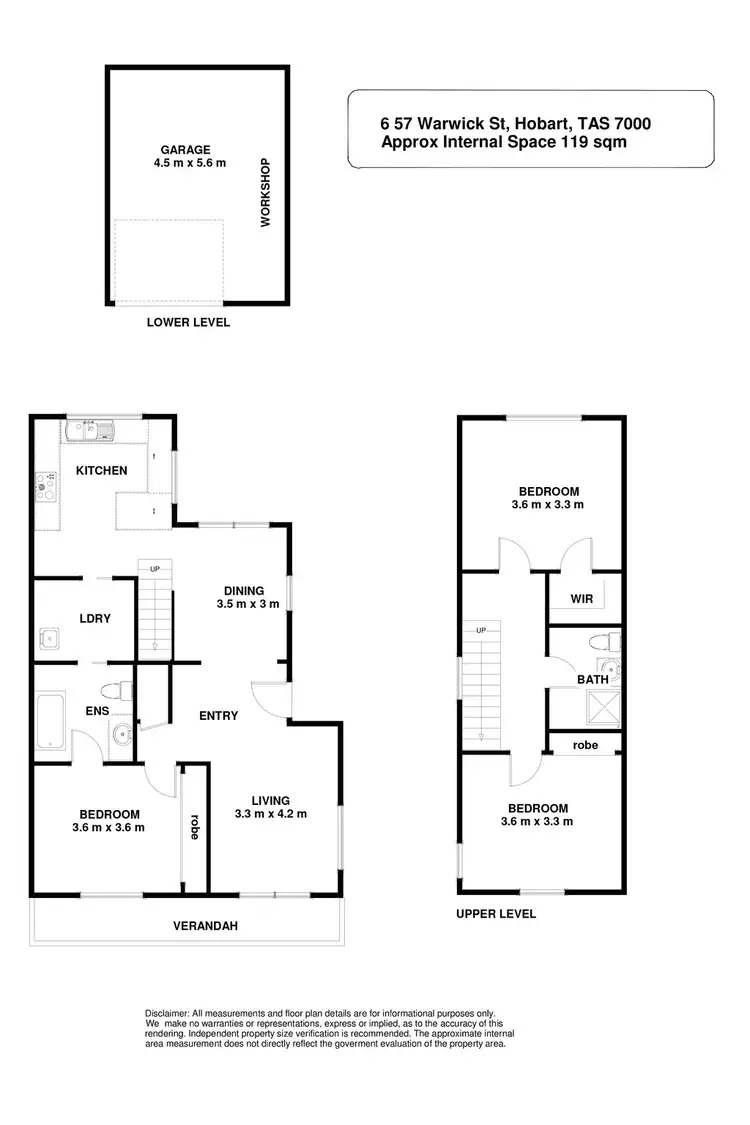 Floorplan of Homely townhouse listing, 6/57 Warwick Street, Hobart TAS 7000