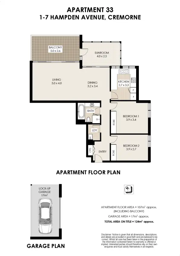 Floorplan of Homely apartment listing, 33/1-7 Hampden Avenue, Cremorne NSW 2090