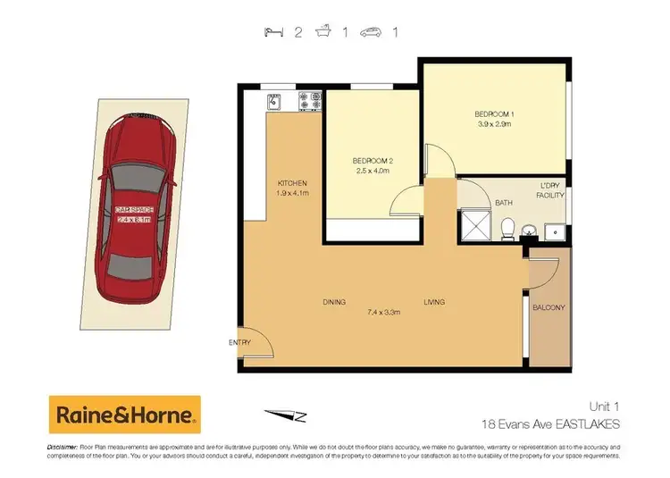Floorplan of Homely apartment listing, 1/18 Evans Avenue, Eastlakes NSW 2018