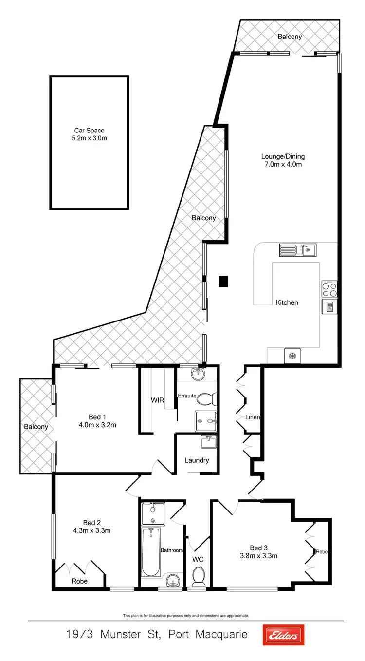 Floorplan of Homely unit listing, 19/3 Munster Street, Port Macquarie NSW 2444