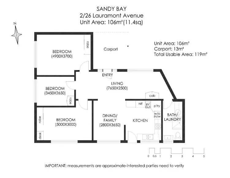 Floorplan of Homely apartment listing, 2/26 Lauramont Avenue, Sandy Bay TAS 7005
