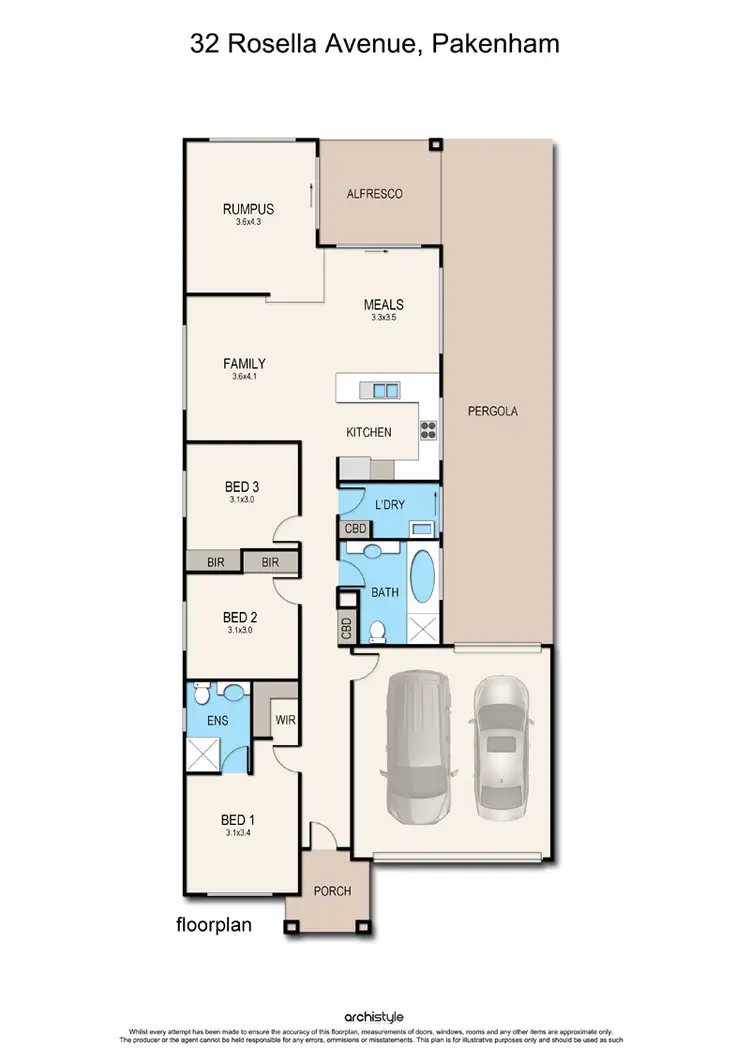 Floorplan of Homely house listing, 32 Rosella Avenue, Pakenham VIC 3810