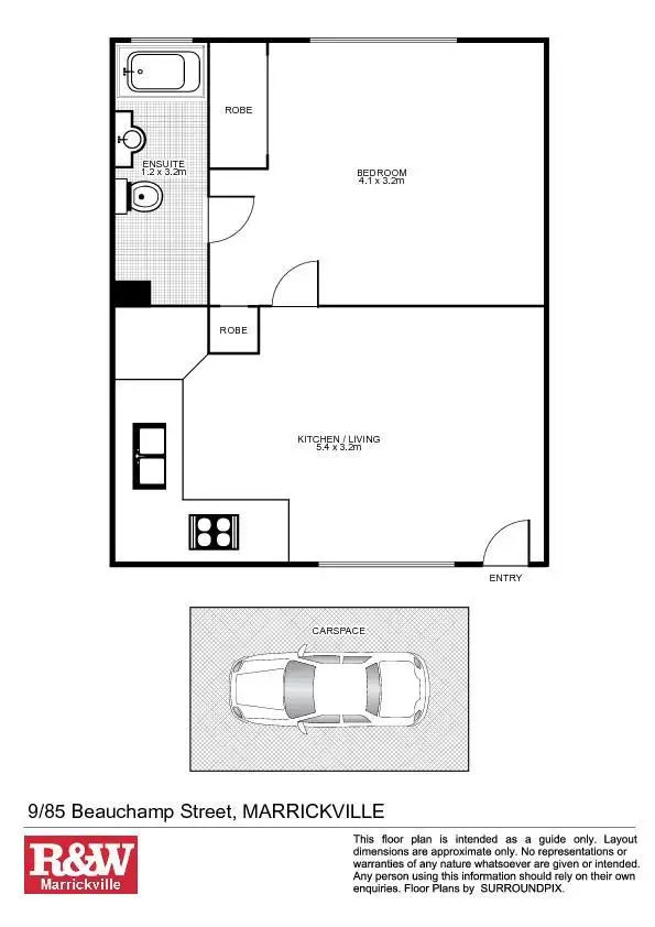 Floorplan of Homely unit listing, 9/85 Beauchamp Street, Marrickville NSW 2204
