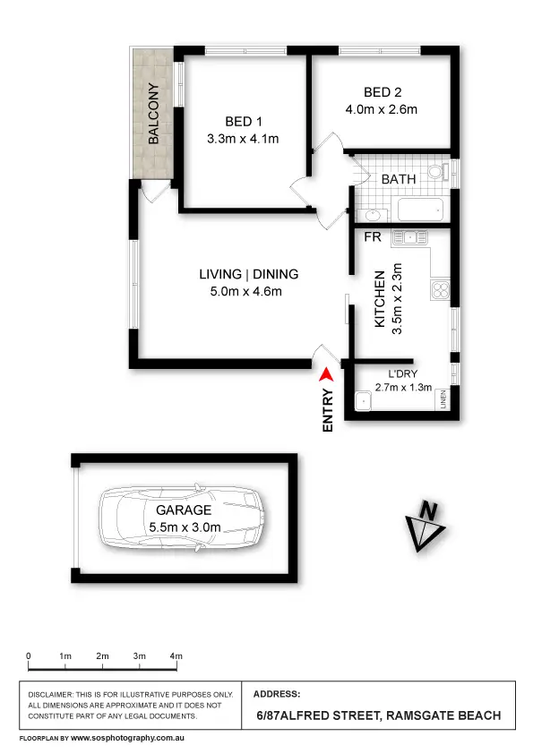 Floorplan of Homely unit listing, 6/87 Alfred Street, Ramsgate Beach NSW 2217