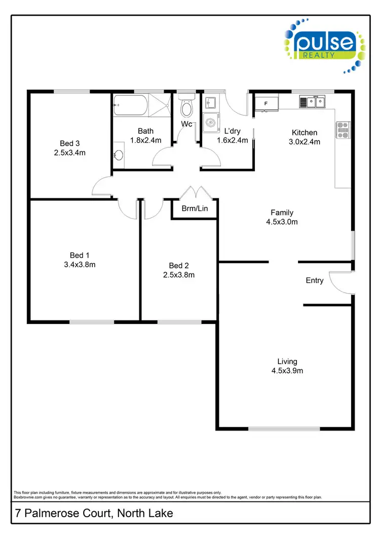 Floorplan of Homely house listing, 7 Palmerose Court, North Lake WA 6163
