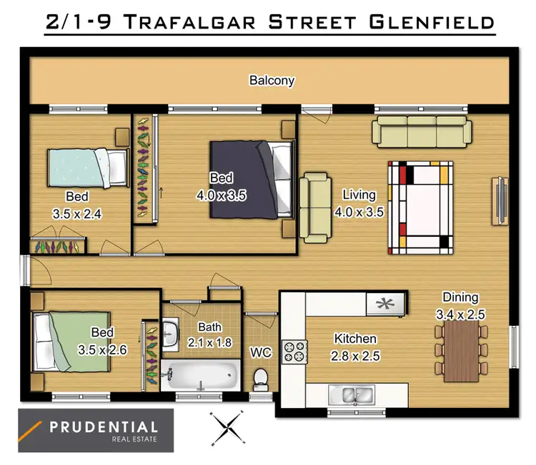 Floorplan of Homely unit listing, 2/1-9 Trafalgar Street, Glenfield NSW 2167