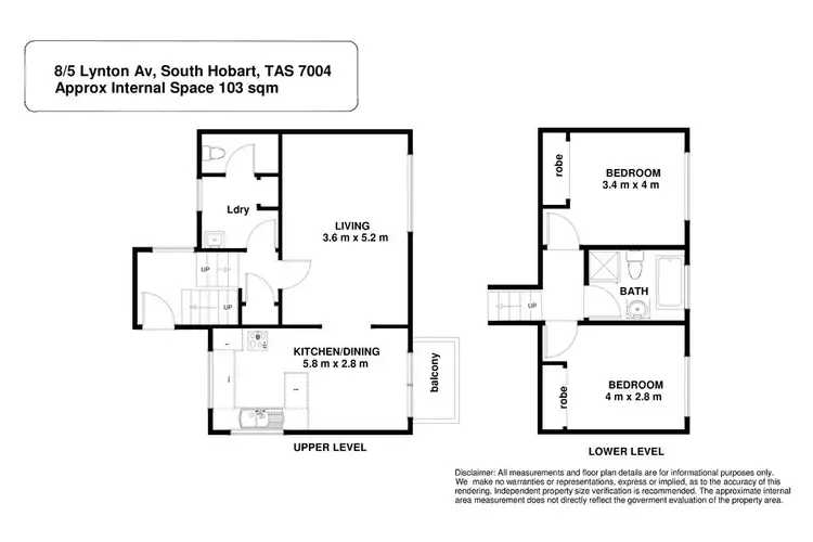 Floorplan of Homely townhouse listing, 8/5 Lynton Avenue, South Hobart TAS 7004