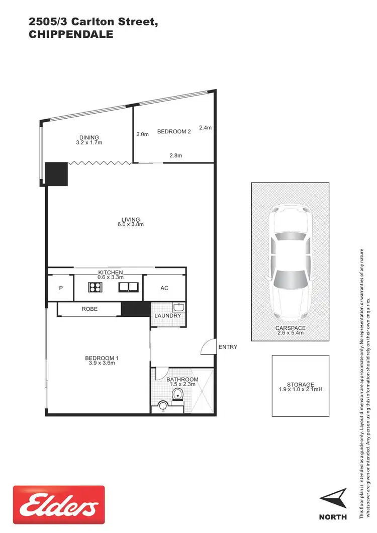 Floorplan of Homely apartment listing, 2505/3 Carlton Street, Chippendale NSW 2008