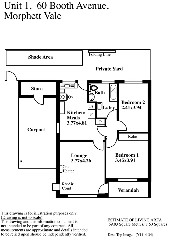 Floorplan of Homely unit listing, 1/60 Booth Avenue, Morphett Vale SA 5162