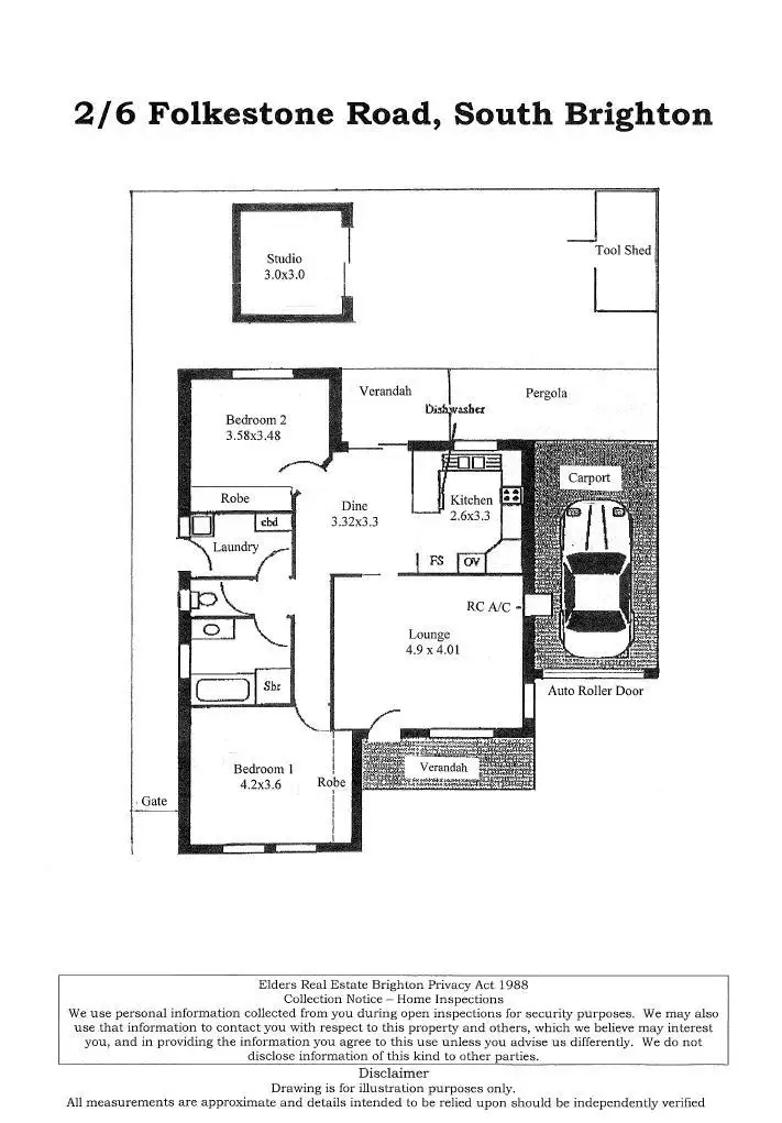 Floorplan of Homely unit listing, 2/6 Folkestone Road, South Brighton SA 5048