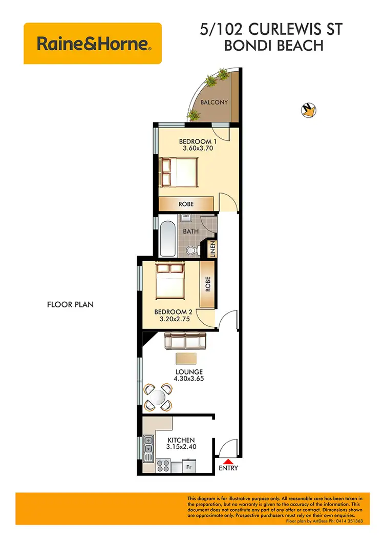 Floorplan of Homely apartment listing, 5/102 Curlewis Street, Bondi Beach NSW 2026