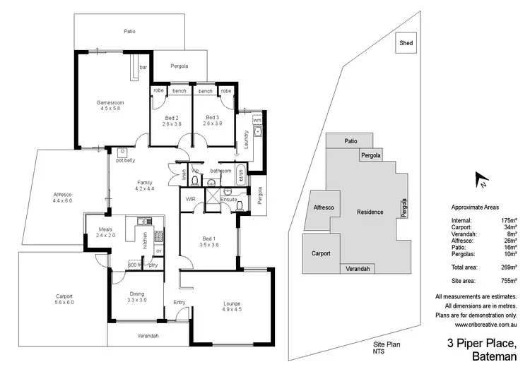Floorplan of Homely house listing, 3 Piper Place, Bateman WA 6150